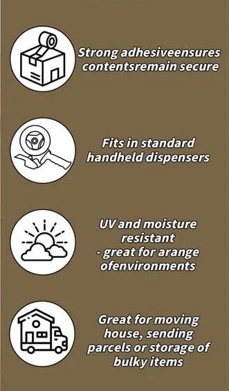 2" x 110 Yards - 2.0 Mil - Tan - Carton Packing Tape - 36 Rolls/Case Ampack