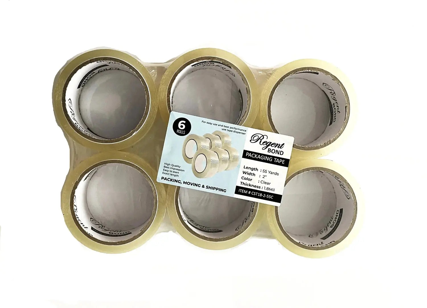 2" x 55 Yards - 1.8 Mil (True Mil) Clear White - Carton Packing Tape - 36 Rolls/Case Ampack