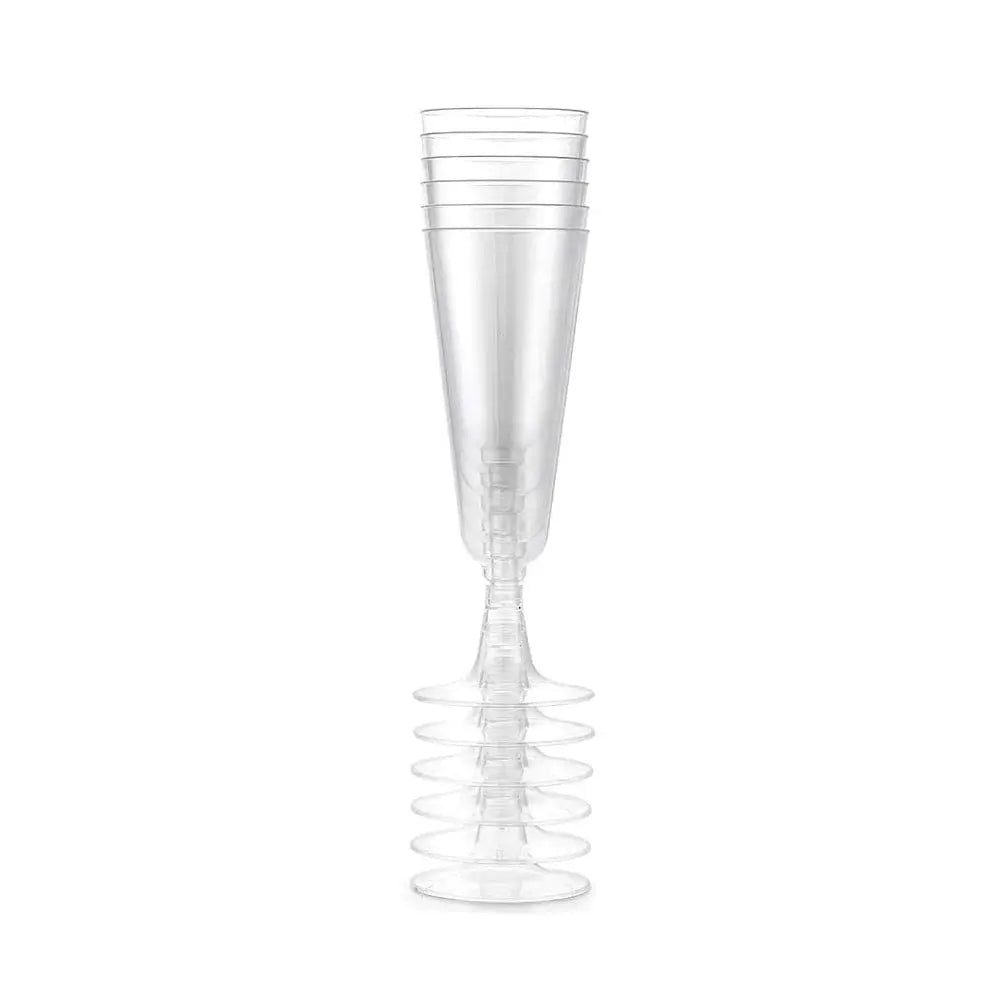 5 oz Champagne Flute glasses -Clear Hard Plastic -Pack of 6Pcs Ampack