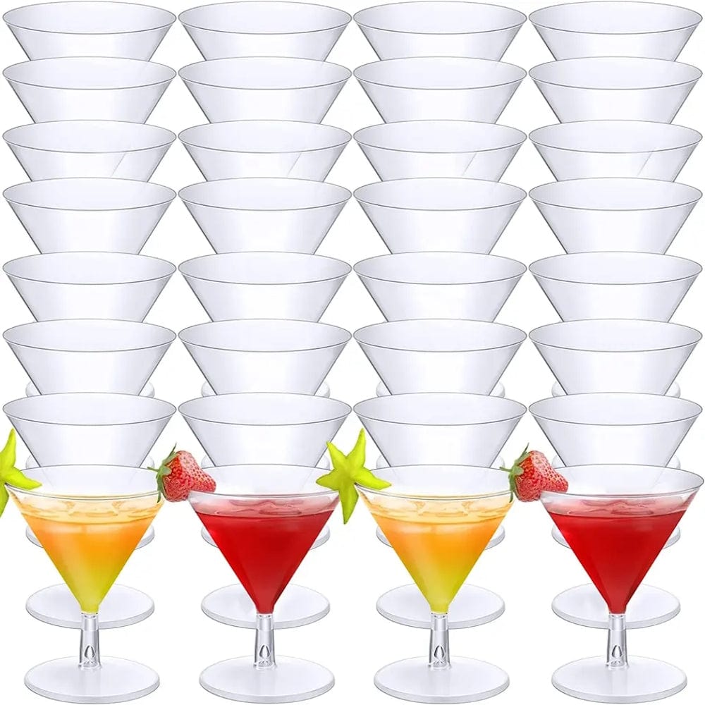 5 oz Martini Glasses 2 piece - Clear Hard Plastic - Pack of 6Pcs Ampack