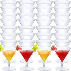 5 oz Martini Glasses 2 piece - Clear Hard Plastic - Pack of 6Pcs Ampack