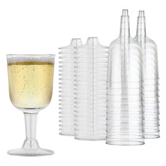 5 oz Wine Goblet - 2-piece Clear Hard Plastic - Pack of 6Pcs Ampack