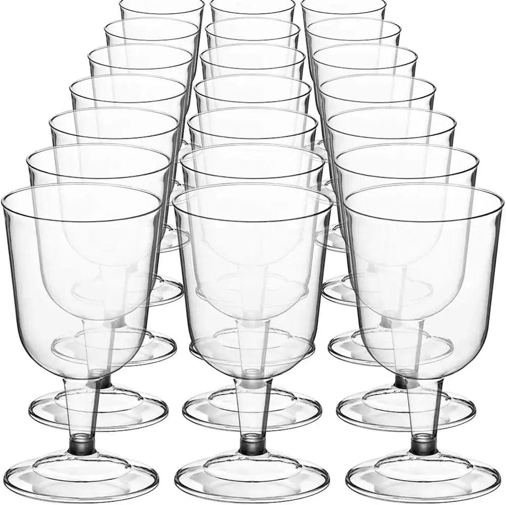 5 oz Wine Goblet - 2-piece Clear Hard Plastic - Pack of 6Pcs Ampack