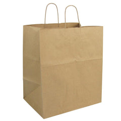 Kraft Paper Bag with Twisted Handles, Takeout (Super Royal) -14.00 x 10.00 x 15.75 Inch - 200Pcs Ampack