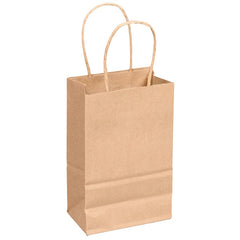 Kraft Paper Bag with Twisted Handles, Tod (Rose/Gem) - 5.25 x 3.25 x 8.25 Inch - 250 Pack Ampack