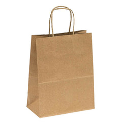 Kraft Paper Bag with Twisted Handles, Young (Tempo/Cub) - 8.00 x 4.50 x 10.25 Inch - 250 Pack Ampack