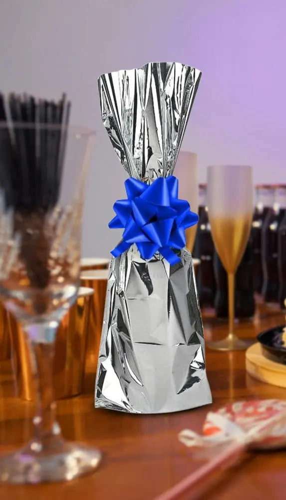 Mylar Metallic Wine Gift Bag, Silver (Magnum) - 10.00 x 18.50 - 100Pcs/pack - Ampack