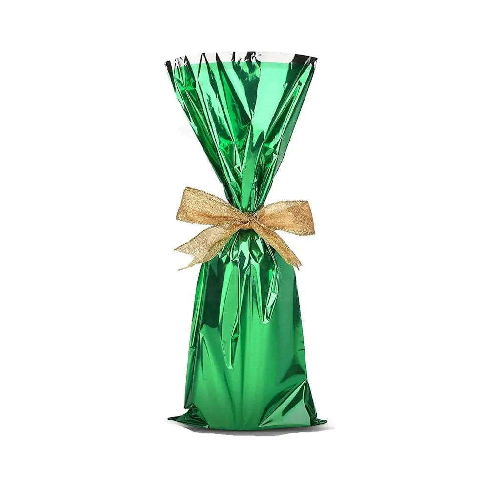 Mylar Metallic wine Gift Bags-GREEN- 6.5 x 18 - Pack of 100 Pcs Ampack