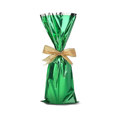 Mylar Metallic wine Gift Bags-GREEN- 7 x 18 - Pack of 100 Pcs Ampack