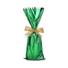 Mylar Metallic wine Gift Bags-GREEN- 6.5 x 18 - Pack of 100 Pcs Ampack