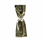 Mylar wine Gift Bag - Swirl Design-7 x 18- Gold color with Gold base - 500Pcs Ampack