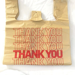 Plastic T-Shirt Retail Takeout Bag - "Thank You" Print (Red) - 16 Microns, 15x7x26 - 500/Case Ampack