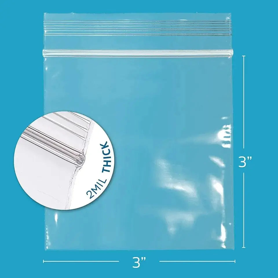Poly bags Reclosable Ziplock 3x3 2Mil 1000Pcs/Case Sold by Ampack