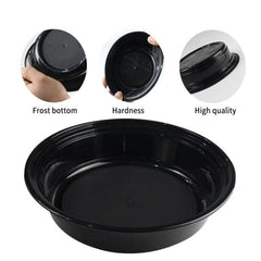 23 Oz Round 7" Microwaveable heavy weight Black take-out Container with Lid 150 sets/case Ampack