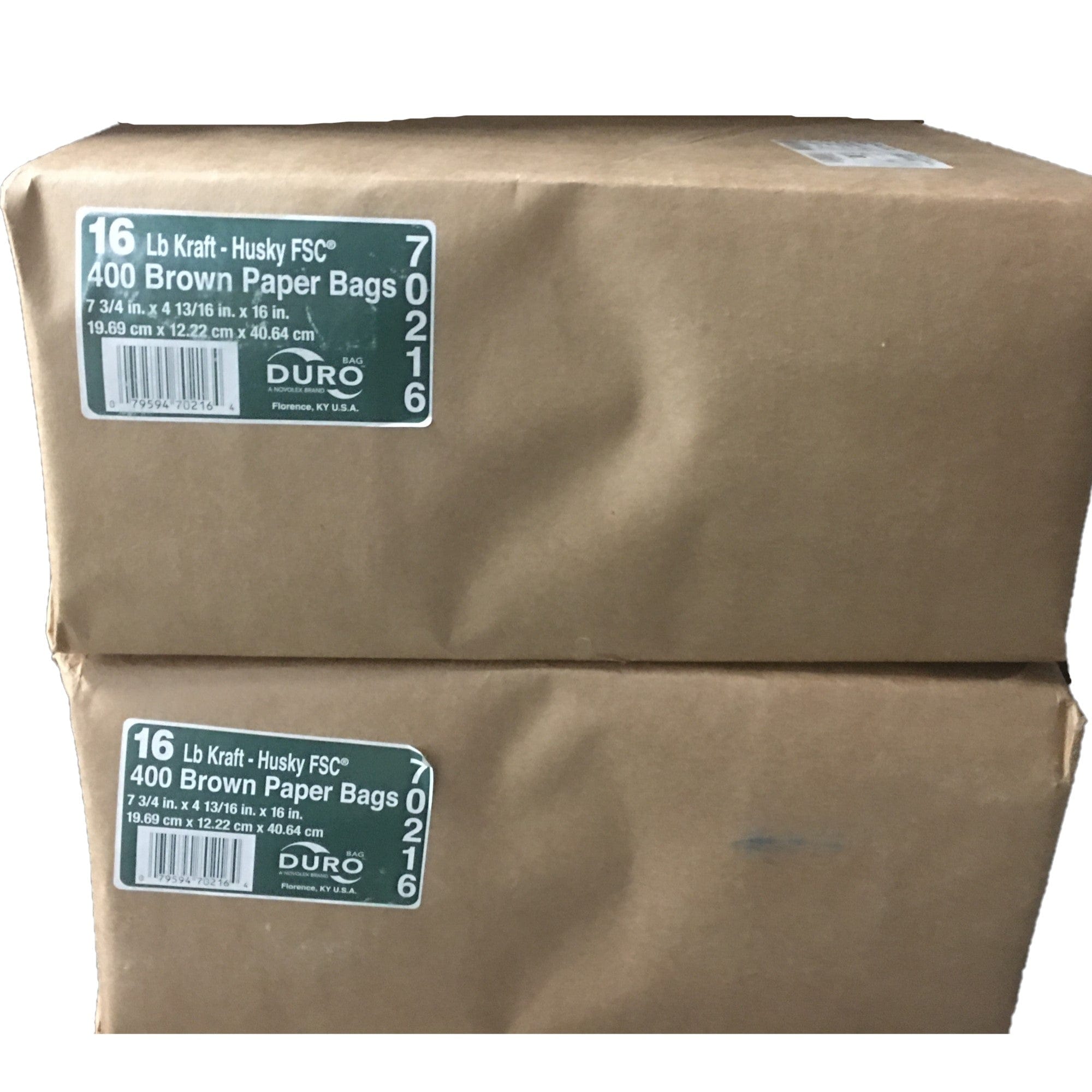DURO #16 HUSKY DUBL LIFE (Heavy duty) Brown Kraft paper Bag- 400Pcs- 7.75x 4.8125x 16 DURO