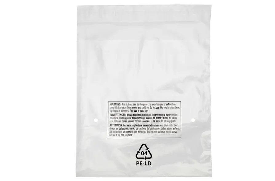 Poly bags Lip and Tape Resealable 16x24 1.5Mil with Vent holes and Suffocation Warning-500Pcs/Case Ampack
