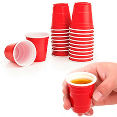 2 oz Red Shot glasses-disposable plastic Mini Red Party cups -20Ct. Ampack