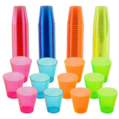 2 oz Shot glasses Neon Hard Plastic -24 Ct. Ampack
