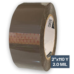 2" x 110 Yards - 2.0 Mil (True Mil) Tan - Carton Packing Tape - 36 Rolls/Case Ampack