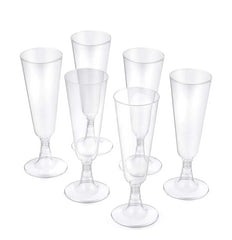5 oz Champagne Flute glasses -Clear Hard Plastic -Pack of 6Pcs Ampack