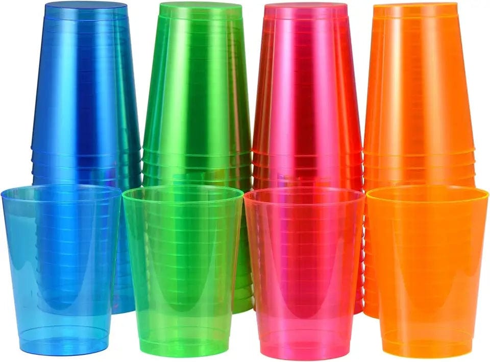 9 oz Neon Tumbler Hard Plastic Glasses  -10 Ct. Ampack
