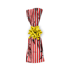Mylar metallic wine Gift Bag - Red Stripes Design-7 x 18- Pack of 100Pcs Ampack