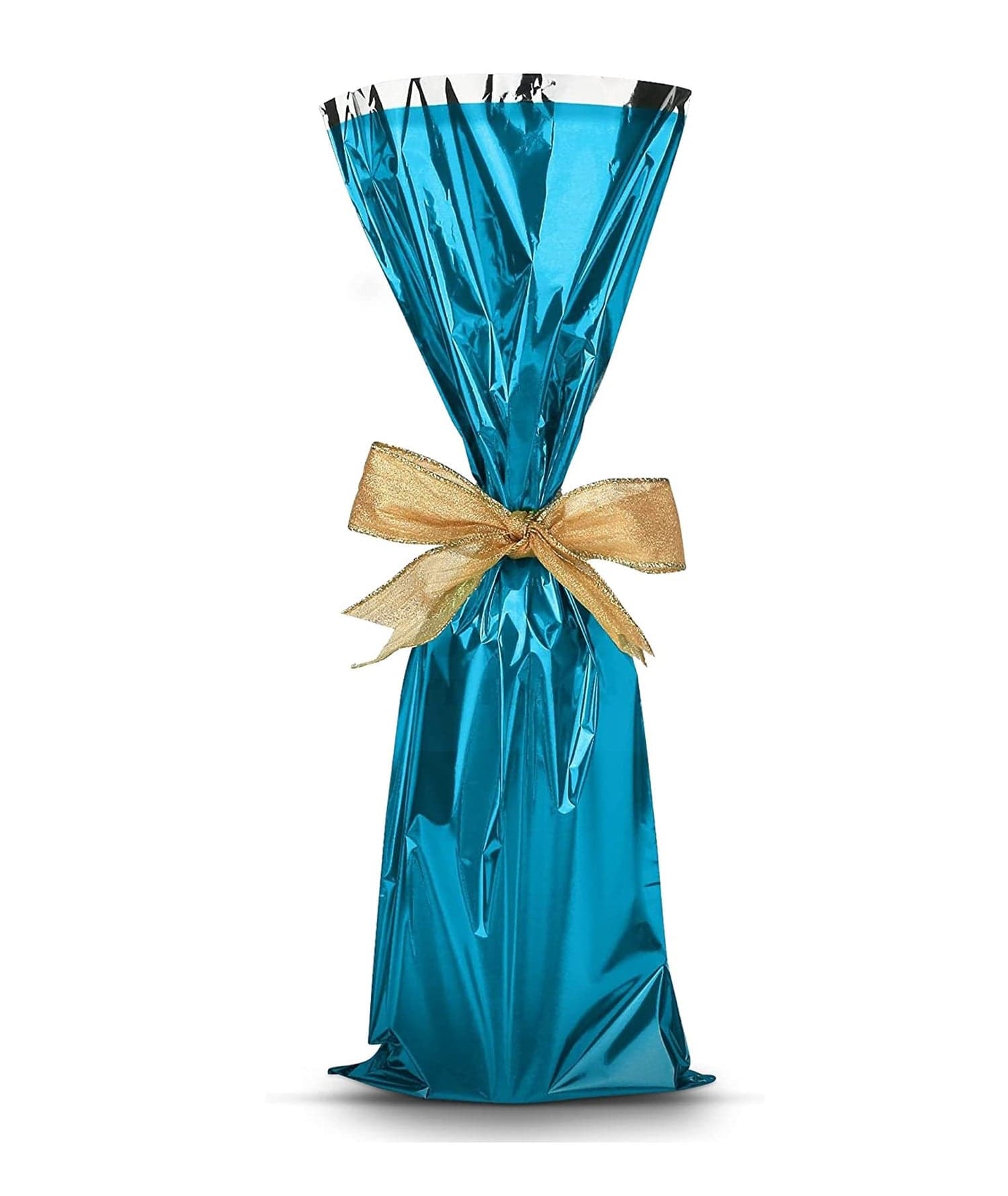 Mylar Metallic Wine Gift Bags-BLUE- 6.5 x 18 - Pack of 100 Pcs Ampack