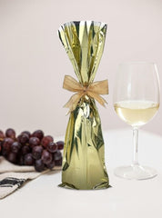 Mylar Metallic Wine Gift Bags, Gold - 6.50 x 18.00 - 100Pcs Ampack