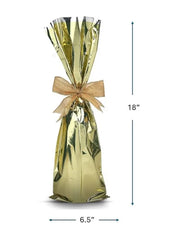 Mylar Metallic Wine Gift Bags, Gold - 6.50 x 18.00 - Ampack
