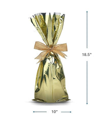 Mylar Metallic Wine Gift Bags, Gold - (Magnum)- 10.00 x 18.50 