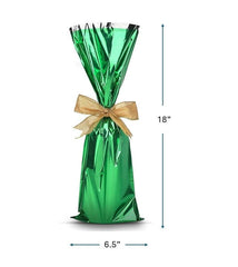 Mylar Metallic Wine Gift Bags, Green - 6.50 x 18.00 Inch - Pack of 100 Ampack