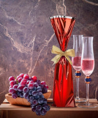 Mylar Metallic Wine Gift Bags, Red - 6.50 x 18.00 Inch - 100 Per Case Ampack