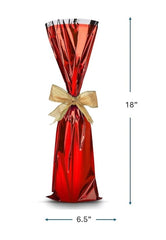 Mylar Metallic Wine Gift Bags, Red - 6.50 x 18.00 Inch - 100 Per Case Ampack