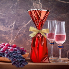 Mylar Metallic Wine Gift Bags, Red - (Magnum)- 9.00 x 18.50 Inch - Pack of 100 Ampack