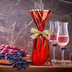 Mylar Metallic Wine Gift Bags, Red - (Magnum)- 9.50 x 18.50 Inch - Pack of 100 Ampack
