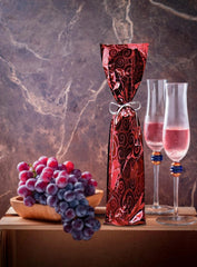 Mylar Metallic Wine Gift Bags, Red Swirl Design - 7.00 x 18.00 Inch - Pack of 100 Ampack
