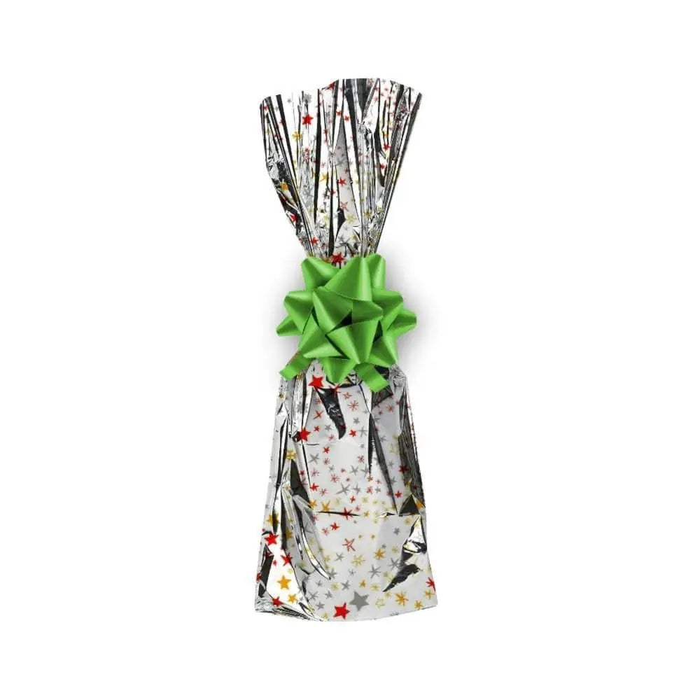 Mylar metallic-wine Gift Bag - Stars Design-7 x 18- Pack of 100Pcs - Ampack