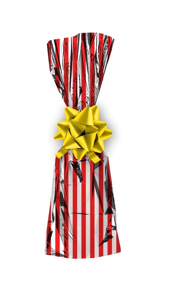 Mylar wine Gift Bag - Red Stripes Design-7 x 18- Pack of 100Pcs 1 Pack of 100Pcs Ampack