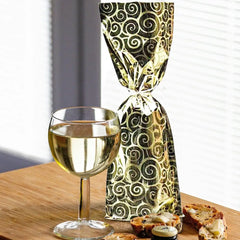 Mylar wine Gift Bag - Swirl Design-7 x 18- gold-100Pcs/pack- Ampack