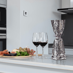 Mylar wine Gift Bag - Swirl Design-7 x 18- Red, gold and Silver- 500Pcs/case Ampack