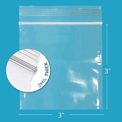Poly bags Reclosable Ziplock 3x3 2Mil 1000Pcs/Case Sold by Ampack