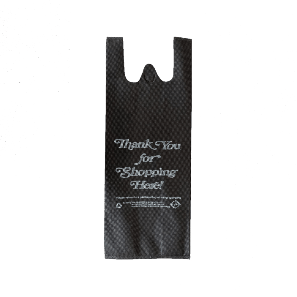 Reusable TWO bottle liquor bag-Black -'Thank you'- 300Pcs/Case Ampack