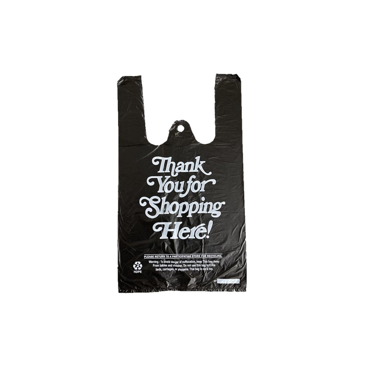 T-shirt-Thank you-Plastic retail Carry out bag-Black 10x5.5x18 (1/8)- 600Pcs/case Ampack