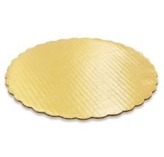 Cake Circle Scalloped- corrugated- Gold laminated-10" 25Pcs Plain Ampack