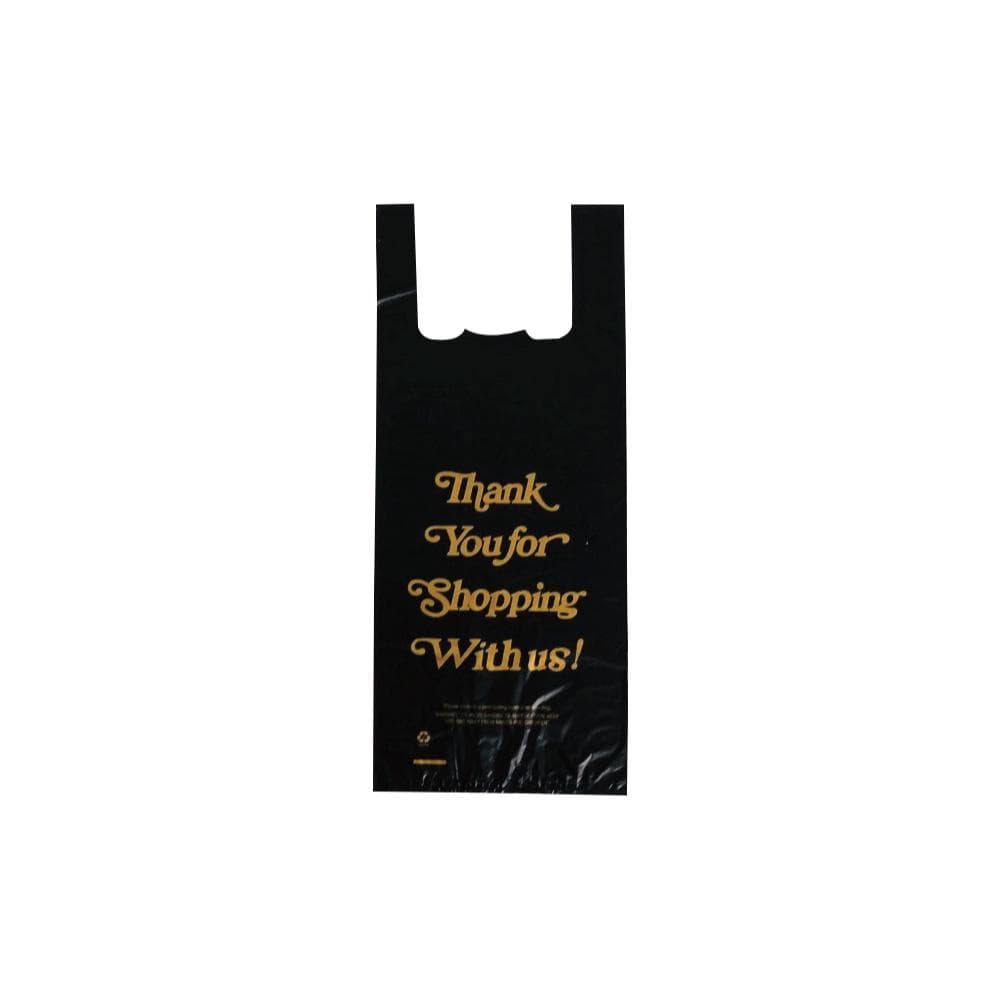 Plastic bag two bottle liquor bag-Black-'Thank you'-20"x8"x4"-800Pcs/Case - Ampack