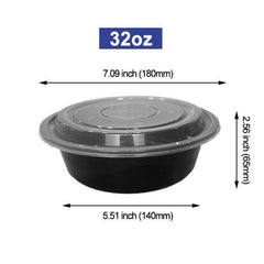 Microwaveable 32 Takeout Container with Lid 7" Round 32 Oz Heavy Weight 150 Sets/case Sold by Ampack