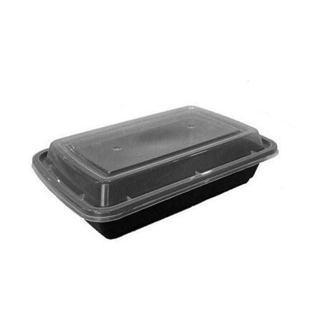 Microwaveable rectangular 24 Oz Take out Containers with Lids Heavy Weight 150 Sets/cs Sold by Ampack