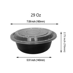 Microwaveable take-out Container with Lid-7" Round 29 Oz heavy weight Black  150 sets/case Sold by Ampack