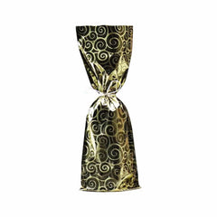 Mylar wine Gift Bag - Swirl Design-7 x 18- Gold- 100Pcs/pack - Ampack