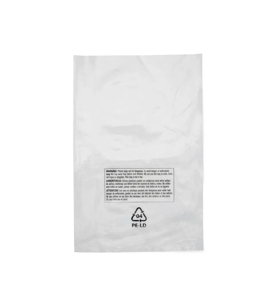 Poly bags Layflat Open end -Clear 12x18 2Mil with Suffocation warning 1000Pcs/Case Ampack